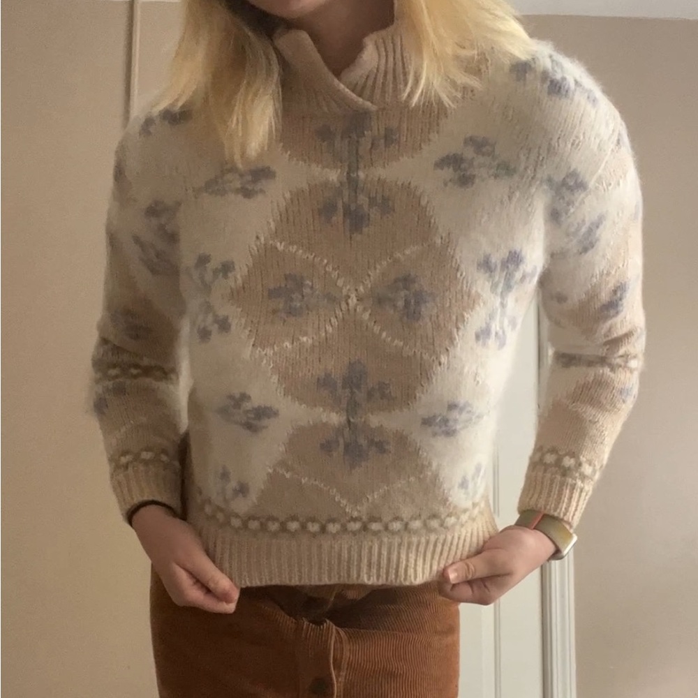 Angora Rabbit Wool Sweater, Split Turtle Neck, Si… - image 5